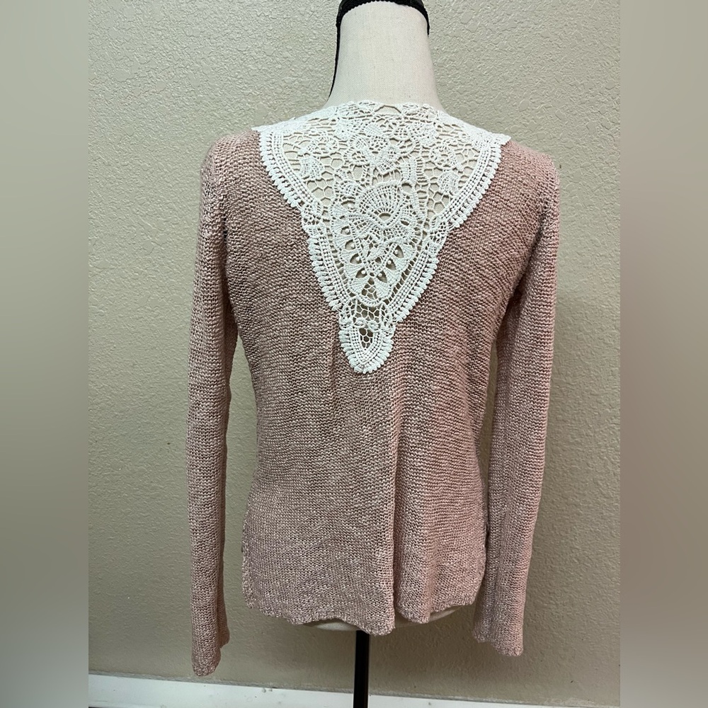 Pink Republic lightweight crochet back sweater